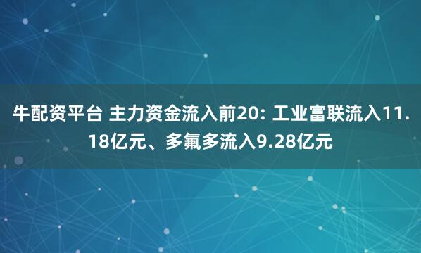 牛配资平台 主力资金流入前20: 工业富联流入11.18亿元、多氟多流入9.28亿元