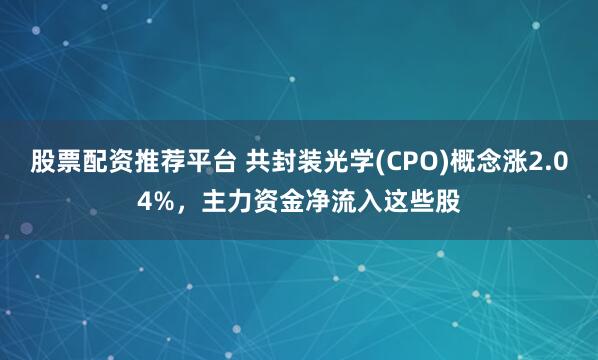 股票配资推荐平台 共封装光学(CPO)概念涨2.04%，主力资金净流入这些股