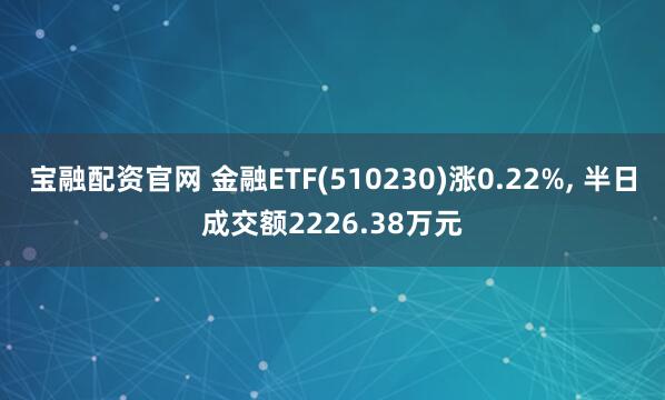 宝融配资官网 金融ETF(510230)涨0.22%, 半日成交额2226.38万元